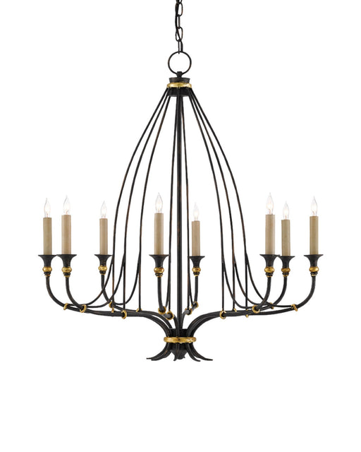 Folgate 8-Light Small Chandelier in French Black / Gold Leaf