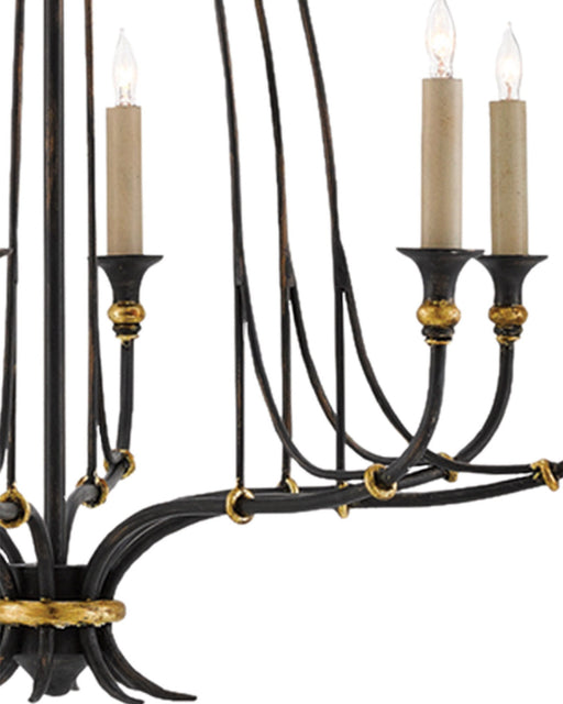 Folgate 8-Light Small Chandelier in French Black / Gold Leaf