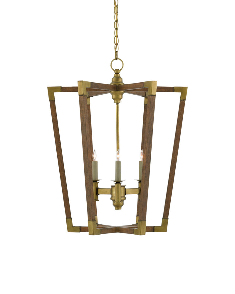 Bastian 3-Light Medium Lantern in Chestnut / Brass