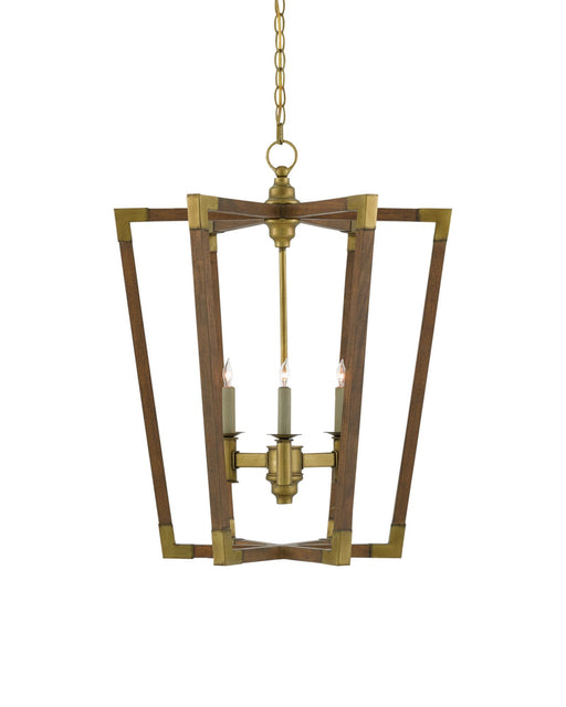Bastian 3-Light Medium Lantern in Chestnut / Brass