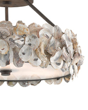 Oyster Shell Semi-Flush Mount in Natural / Textured Bronze / White