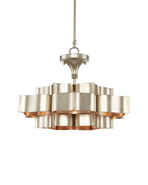 Grand Lotus Small Drum Pendant in Contemporary Silver Leaf