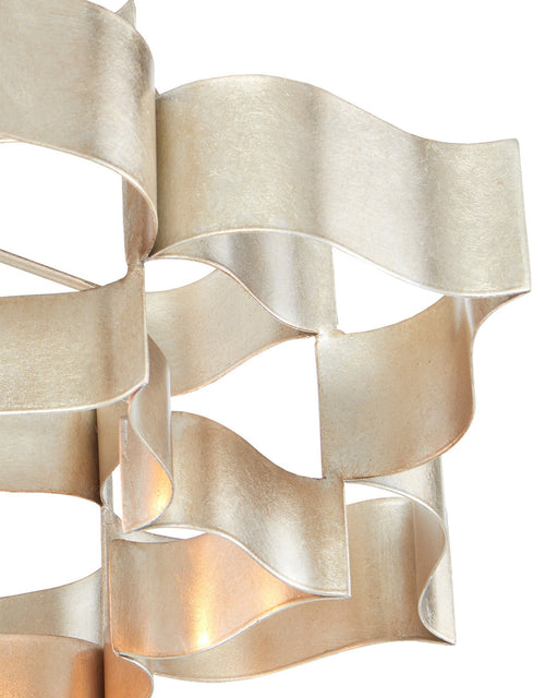 Grand Lotus Small Drum Pendant in Contemporary Silver Leaf