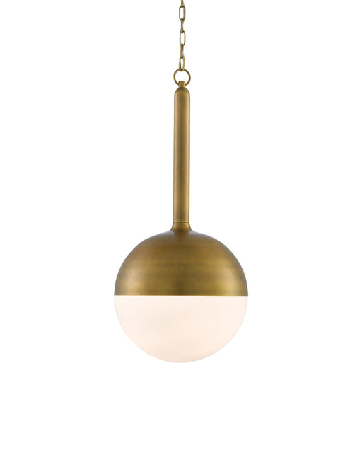 Moonward Pendant in Antique Brass / Opaque White