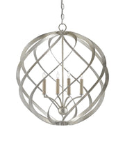 Roussel 4-Light Orb Pendant in Contemporary Silver Leaf