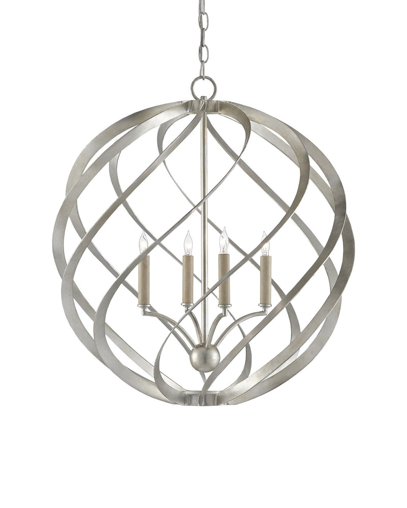 Roussel 4-Light Orb Pendant in Contemporary Silver Leaf