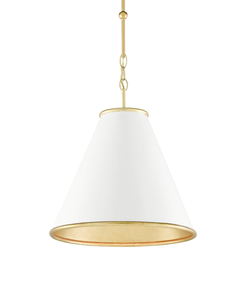 Pierrepont Small Pendant in Gesso White / Contemporary Gold Leaf / Gold