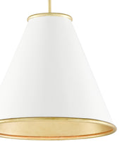 Pierrepont Small Pendant in Gesso White / Contemporary Gold Leaf / Gold
