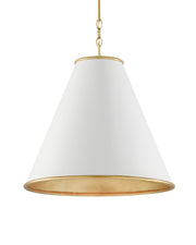Pierrepont Large Pendant in Painted Gesso White / Contemporary Gold Leaf / Gold