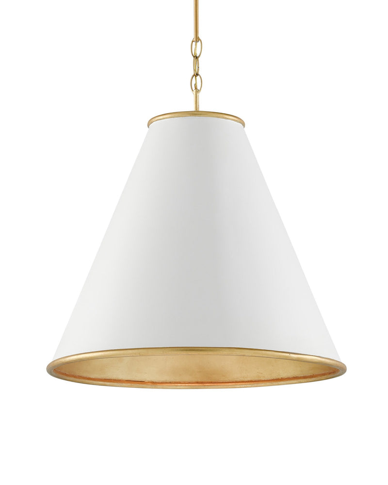 Pierrepont Large Pendant in Painted Gesso White / Contemporary Gold Leaf / Gold