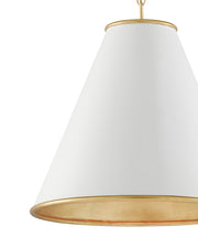Pierrepont Large Pendant in Painted Gesso White / Contemporary Gold Leaf / Gold