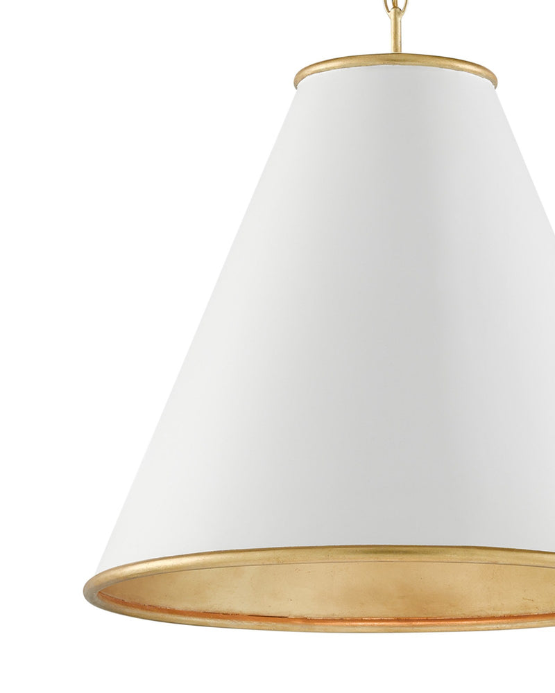 Pierrepont Large Pendant in Painted Gesso White / Contemporary Gold Leaf / Gold