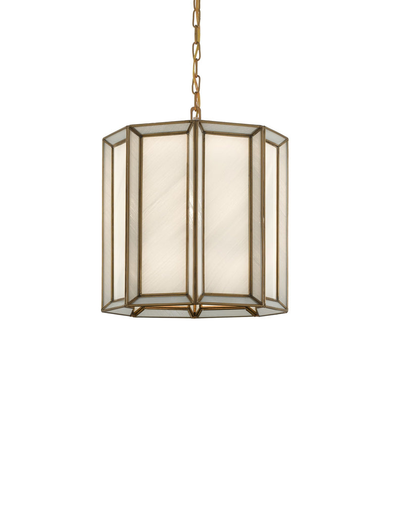 Daze Medium Pendant in White / Antique Brass