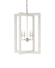 Arietta 4-Light Rectangular Lantern in Mother of Pearl / Contemporary Silver Leaf