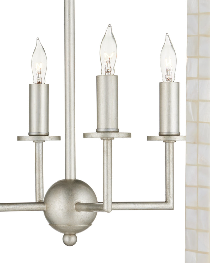 Arietta 4-Light Rectangular Lantern in Mother of Pearl / Contemporary Silver Leaf