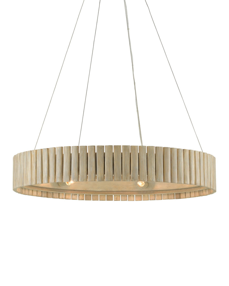 Tetterby 6-Light Bamboo Drum Pendant in Light Taupe / Smokewood