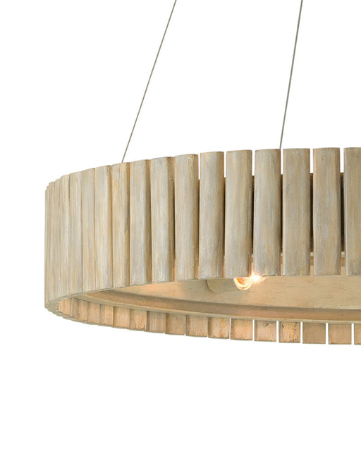 Tetterby 6-Light Bamboo Drum Pendant in Light Taupe / Smokewood