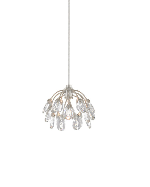 Crystal Bud Mini Pendant in Clear / Contemporary Silver Leaf / Silver