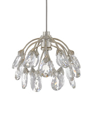 Crystal Bud Mini Pendant in Clear / Contemporary Silver Leaf / Silver