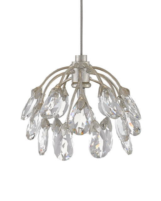 Crystal Bud Mini Pendant in Clear / Contemporary Silver Leaf / Silver