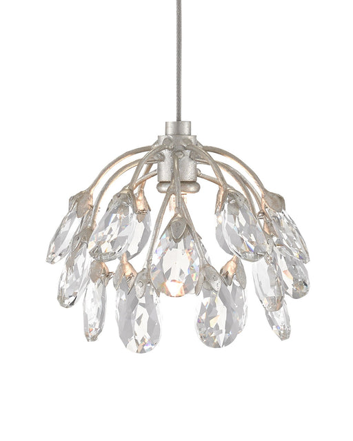Crystal Bud 3-Light Round Multi-Drop Pendant in Clear / Contemporary Silver Leaf / Silver