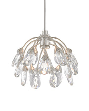 Crystal Bud 7-Light Round Multi-Drop Pendant in Clear / Contemporary Silver Leaf / Silver