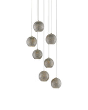 Giro 7-Light Round Multi-Drop Pendant in Blue / Nickel / Silver