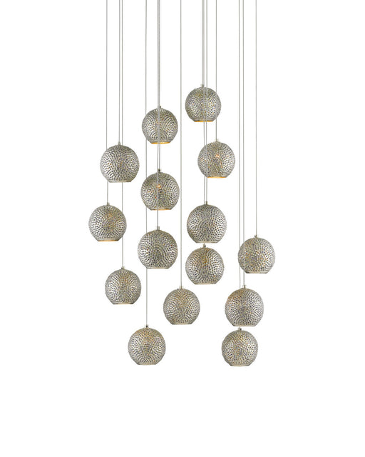 Giro 15-Light Round Multi-Drop Pendant in Blue / Nickel / Silver
