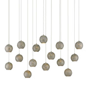 Giro 15-Light Linear Multi-Drop Pendant in Blue / Nickel / Silver