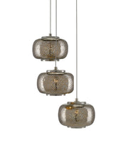 Pepper 3-Light Round Multi-Drop Pendant in Nickel / Silver