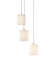 Dove 3-Light Round Multi-Drop Pendant in White / Silver
