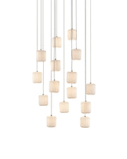 Dove 15-Light Round Multi-Drop Pendant in White / Silver