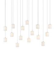 Dove 15-Light Linear Multi-Drop Pendant in White / Silver