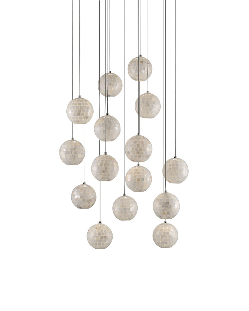 Finhorn 15-Light Round Multi-Drop Pendant in Natural / Silver