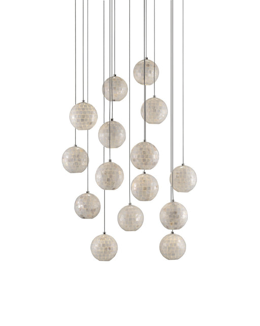 Finhorn 15-Light Round Multi-Drop Pendant in Natural / Silver