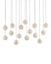 Finhorn 15-Light Linear Multi-Drop Pendant in Natural / Silver