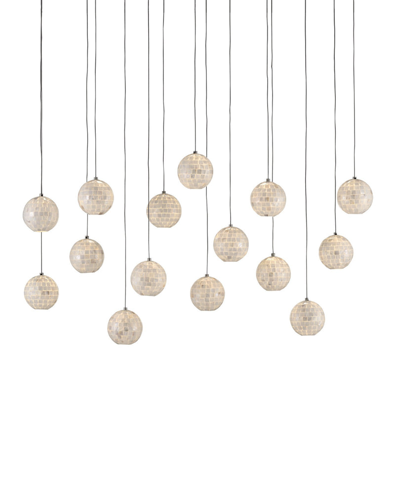 Finhorn 15-Light Linear Multi-Drop Pendant in Natural / Silver