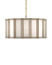 Daze Large Drum Pendant in White / Antique Brass