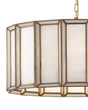 Daze Large Drum Pendant in White / Antique Brass