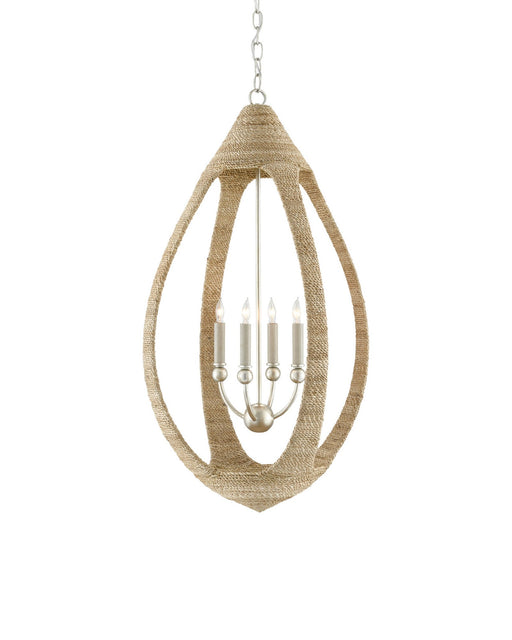 Menorca 4-Light Medium Cage Pendant in Natural / Contemporary Silver Leaf / Smokewood