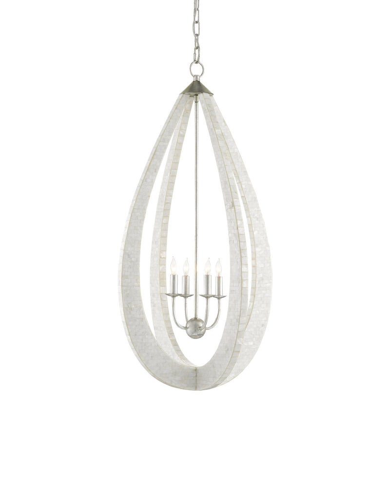 Arietta 4-Light Teardrop Pendant in Mother of Pearl / Contemporary Silver Leaf