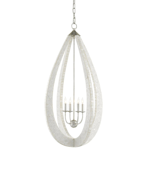 Arietta 4-Light Teardrop Pendant in Mother of Pearl / Contemporary Silver Leaf