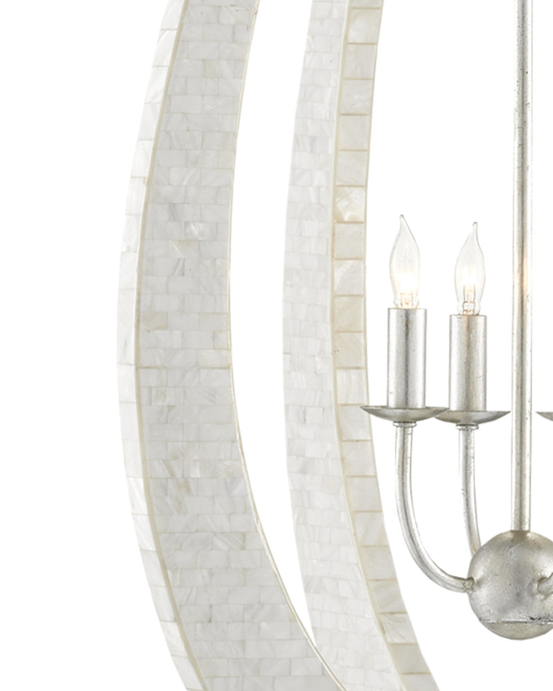 Arietta 4-Light Teardrop Pendant in Mother of Pearl / Contemporary Silver Leaf