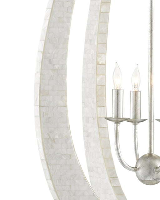 Arietta 4-Light Teardrop Pendant in Mother of Pearl / Contemporary Silver Leaf