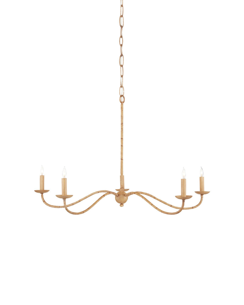 Saxon 5-Light Small Chandelier in Natural / Saddle Tan