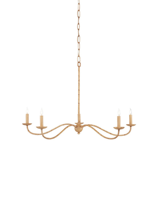 Saxon 5-Light Small Chandelier in Natural / Saddle Tan