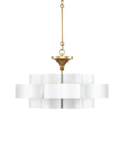 Grand Lotus Small Drum Pendant in Sugar White / Contemporary Gold Leaf