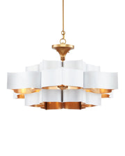 Grand Lotus 6-Light Large Drum Pendant in Sugar White / Contemporary Gold Leaf