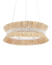Seychelles 6-Light Drum Pendant in Natural / Sugar White