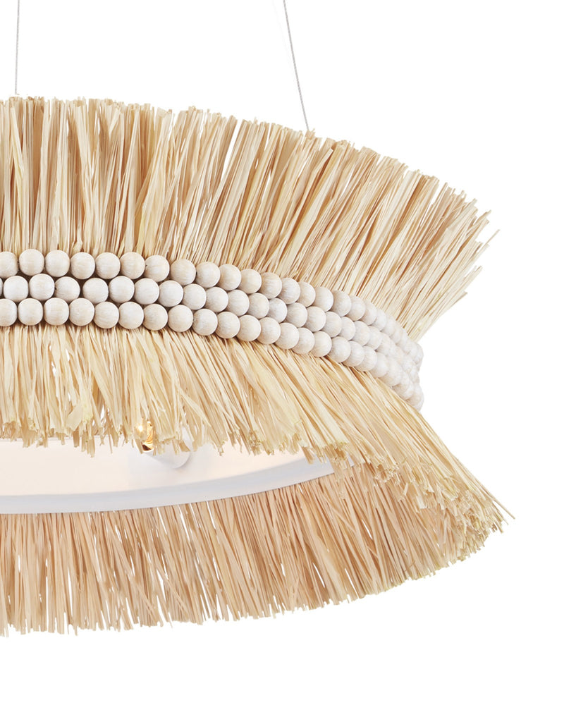 Seychelles 6-Light Drum Pendant in Natural / Sugar White